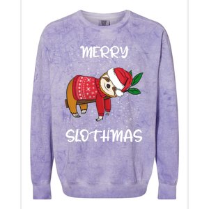 Sloth Merry Christmas Santa Sloth Merry Slothmas Funny Gift Colorblast Crewneck Sweatshirt