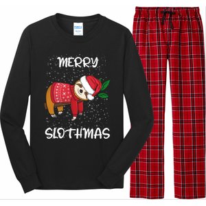 Sloth Merry Christmas Santa Sloth Merry Slothmas Funny Gift Long Sleeve Pajama Set