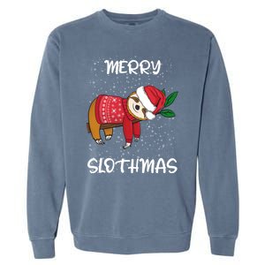 Sloth Merry Christmas Santa Sloth Merry Slothmas Funny Gift Garment-Dyed Sweatshirt