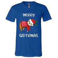 Sloth Merry Christmas Santa Sloth Merry Slothmas Funny Gift V-Neck T-Shirt