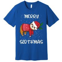 Sloth Merry Christmas Santa Sloth Merry Slothmas Funny Gift Premium T-Shirt