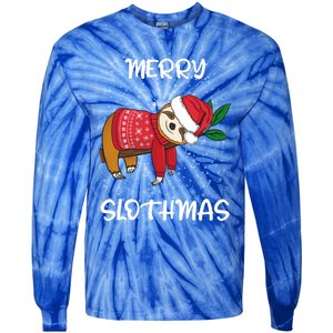 Sloth Merry Christmas Santa Sloth Merry Slothmas Funny Gift Tie-Dye Long Sleeve Shirt