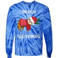 Sloth Merry Christmas Santa Sloth Merry Slothmas Funny Gift Tie-Dye Long Sleeve Shirt