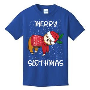 Sloth Merry Christmas Santa Sloth Merry Slothmas Funny Gift Kids T-Shirt