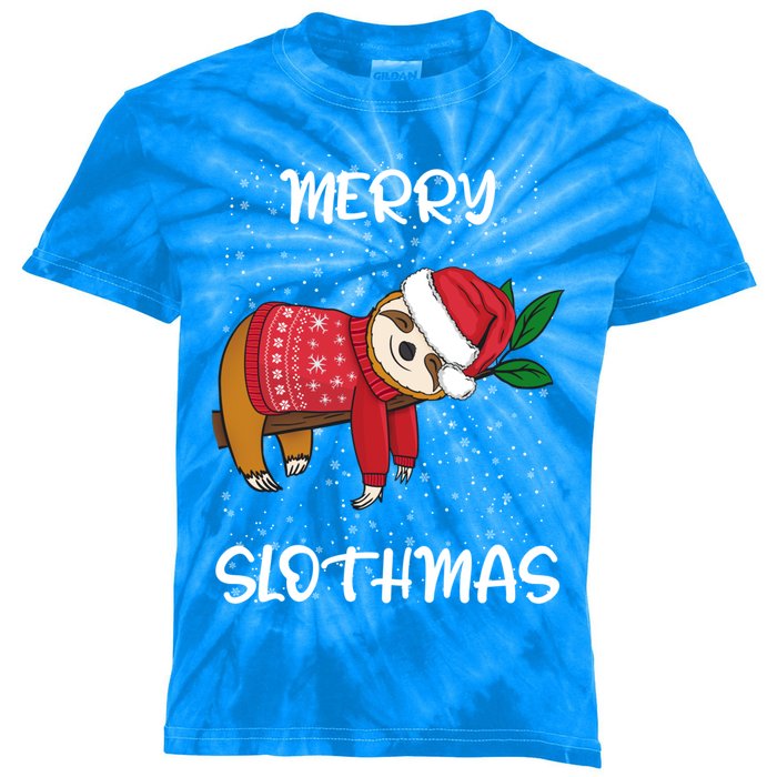 Sloth Merry Christmas Santa Sloth Merry Slothmas Funny Gift Kids Tie-Dye T-Shirt