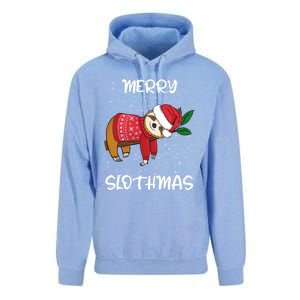 Sloth Merry Christmas Santa Sloth Merry Slothmas Funny Gift Unisex Surf Hoodie