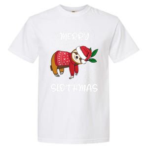 Sloth Merry Christmas Santa Sloth Merry Slothmas Funny Gift Garment-Dyed Heavyweight T-Shirt