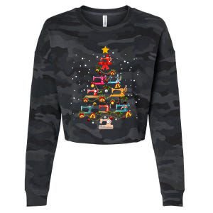 Sewing Machine Christmas Tree Christmas Ornament Cropped Pullover Crew