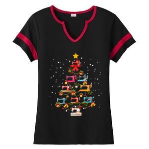 Sewing Machine Christmas Tree Christmas Ornament Ladies Halftime Notch Neck Tee