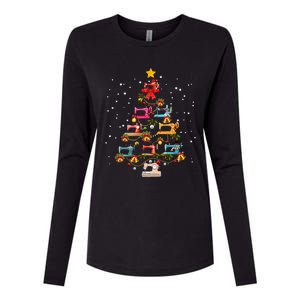 Sewing Machine Christmas Tree Christmas Ornament Womens Cotton Relaxed Long Sleeve T-Shirt