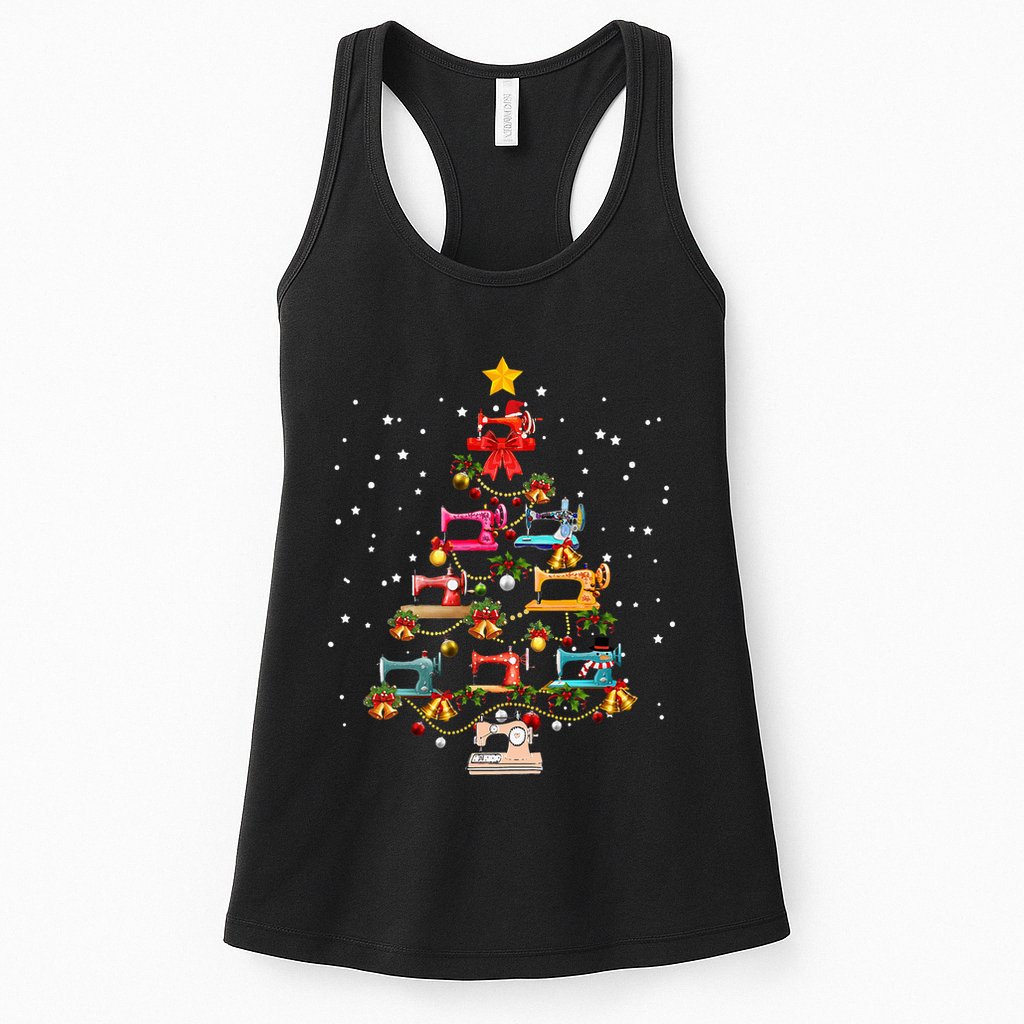 Sewing Machine Christmas Tree Christmas Ornament Womens Tank Top