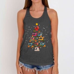 Sewing Machine Christmas Tree Christmas Ornament Women's Knotted Racerback Tank