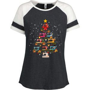 Sewing Machine Christmas Tree Christmas Ornament Enza Ladies Jersey Colorblock Tee