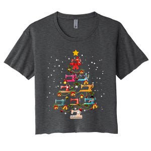 Sewing Machine Christmas Tree Christmas Ornament Women's Crop Top Tee