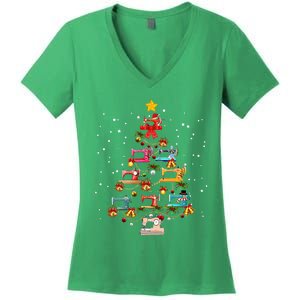 Sewing Machine Christmas Tree Christmas Ornament Women's V-Neck T-Shirt