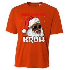 Santa Merry Christmas Bruh Afro African American Xmas Retro  Cooling Performance Crew T-Shirt