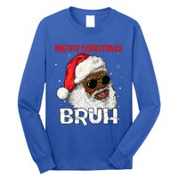 Santa Merry Christmas Bruh Afro African American Xmas Retro  Long Sleeve Shirt