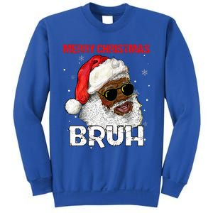 Santa Merry Christmas Bruh Afro African American Xmas Retro  Sweatshirt