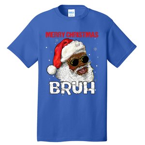 Santa Merry Christmas Bruh Afro African American Xmas Retro  Tall T-Shirt