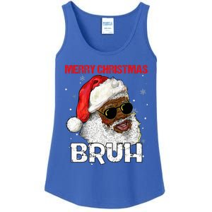 Santa Merry Christmas Bruh Afro African American Xmas Retro  Ladies Essential Tank