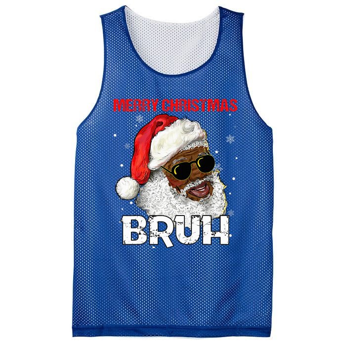 Santa Merry Christmas Bruh Afro African American Xmas Retro  Mesh Reversible Basketball Jersey Tank