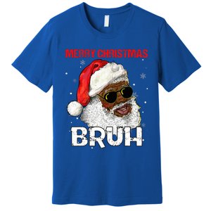 Santa Merry Christmas Bruh Afro African American Xmas Retro  Premium T-Shirt