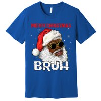 Santa Merry Christmas Bruh Afro African American Xmas Retro  Premium T-Shirt