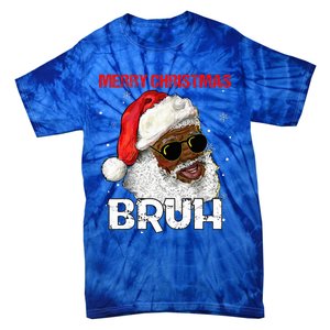 Santa Merry Christmas Bruh Afro African American Xmas Retro  Tie-Dye T-Shirt