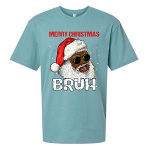 Santa Merry Christmas Bruh Afro African American Xmas Retro  Sueded Cloud Jersey T-Shirt