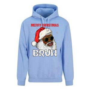 Santa Merry Christmas Bruh Afro African American Xmas Retro  Unisex Surf Hoodie