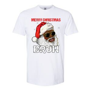 Santa Merry Christmas Bruh Afro African American Xmas Retro  Softstyle CVC T-Shirt