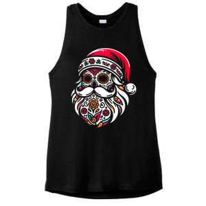 Santa Mexico Calavera Christmas Ladies PosiCharge Tri-Blend Wicking Tank