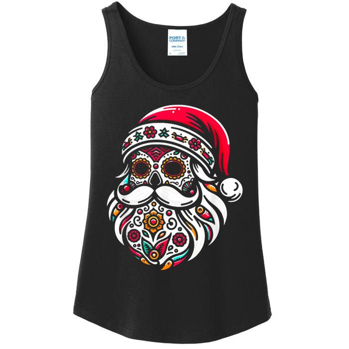 Santa Mexico Calavera Christmas Ladies Essential Tank