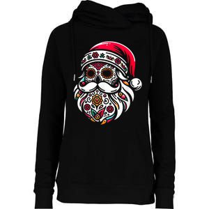 Santa Mexico Calavera Christmas Womens Funnel Neck Pullover Hood