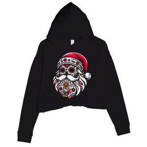 Santa Mexico Calavera Christmas Crop Fleece Hoodie