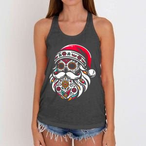 Santa Mexico Calavera Christmas Women's Knotted Racerback Tank