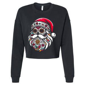 Santa Mexico Calavera Christmas Cropped Pullover Crew