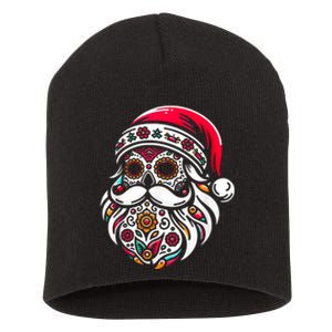 Santa Mexico Calavera Christmas Short Acrylic Beanie