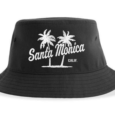 Santa Monica California Vintage 70S Palm Trees Graphic Gift Sustainable Bucket Hat