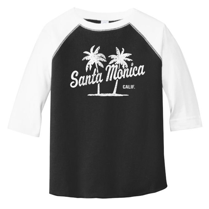 Santa Monica California Vintage 70S Palm Trees Graphic Gift Toddler Fine Jersey T-Shirt
