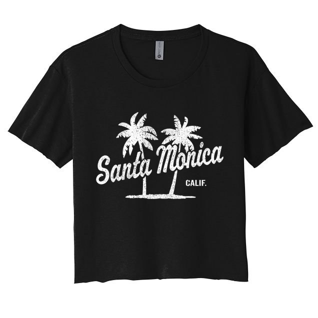 Santa Monica California Vintage 70S Palm Trees Graphic Gift Crop Top