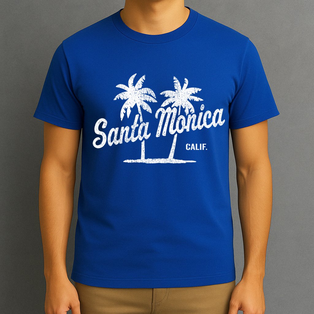 Santa Monica California Vintage 70S Palm Trees Graphic Gift T-Shirt