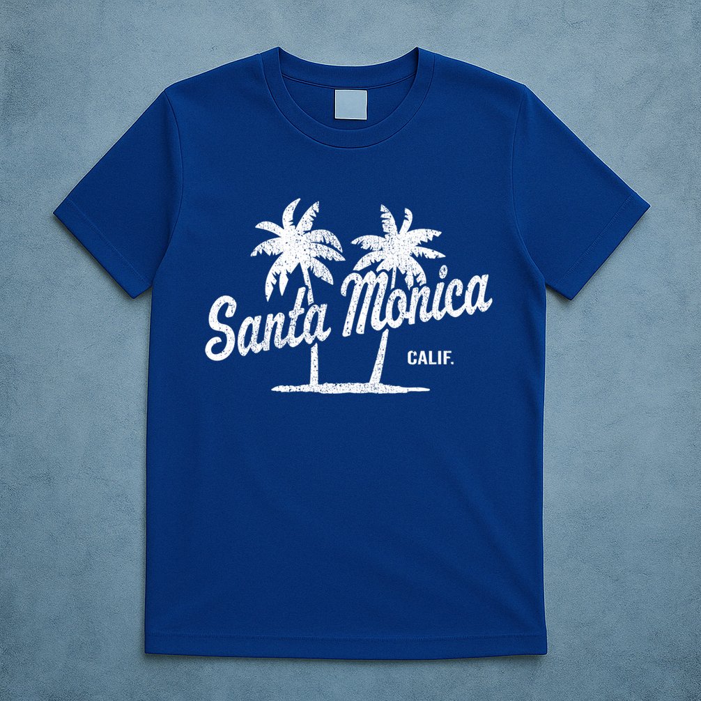 Santa Monica California Vintage 70S Palm Trees Graphic Gift T-Shirt
