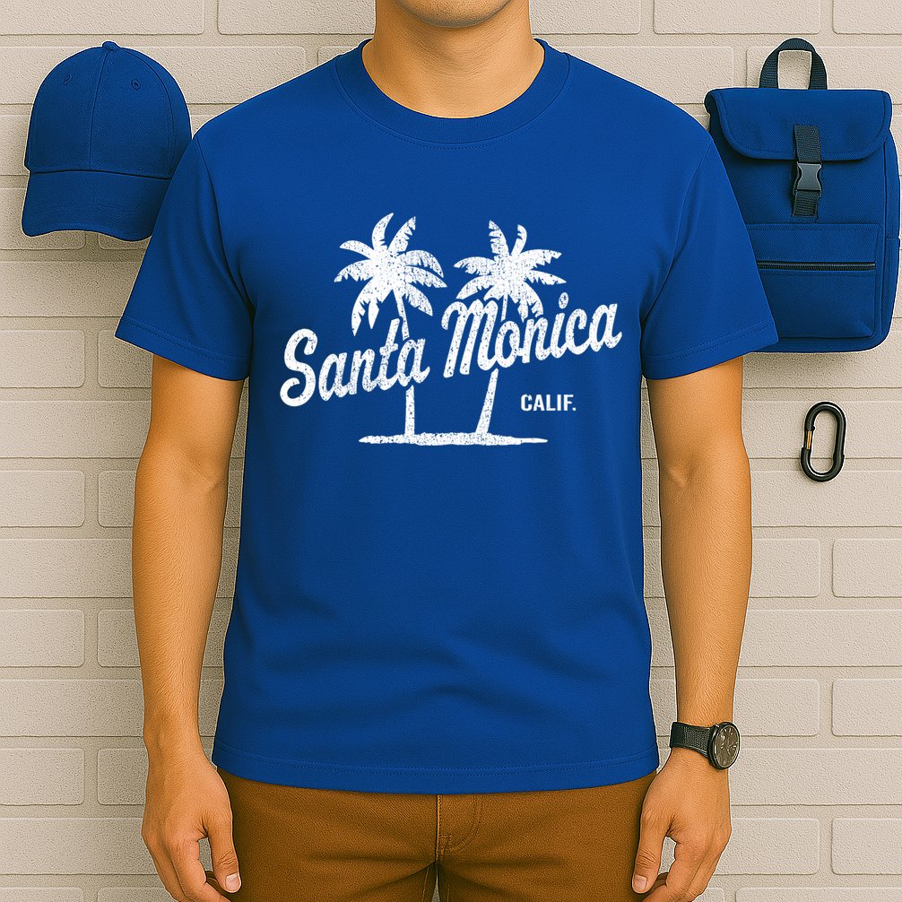 Santa Monica California Vintage 70S Palm Trees Graphic Gift T-Shirt