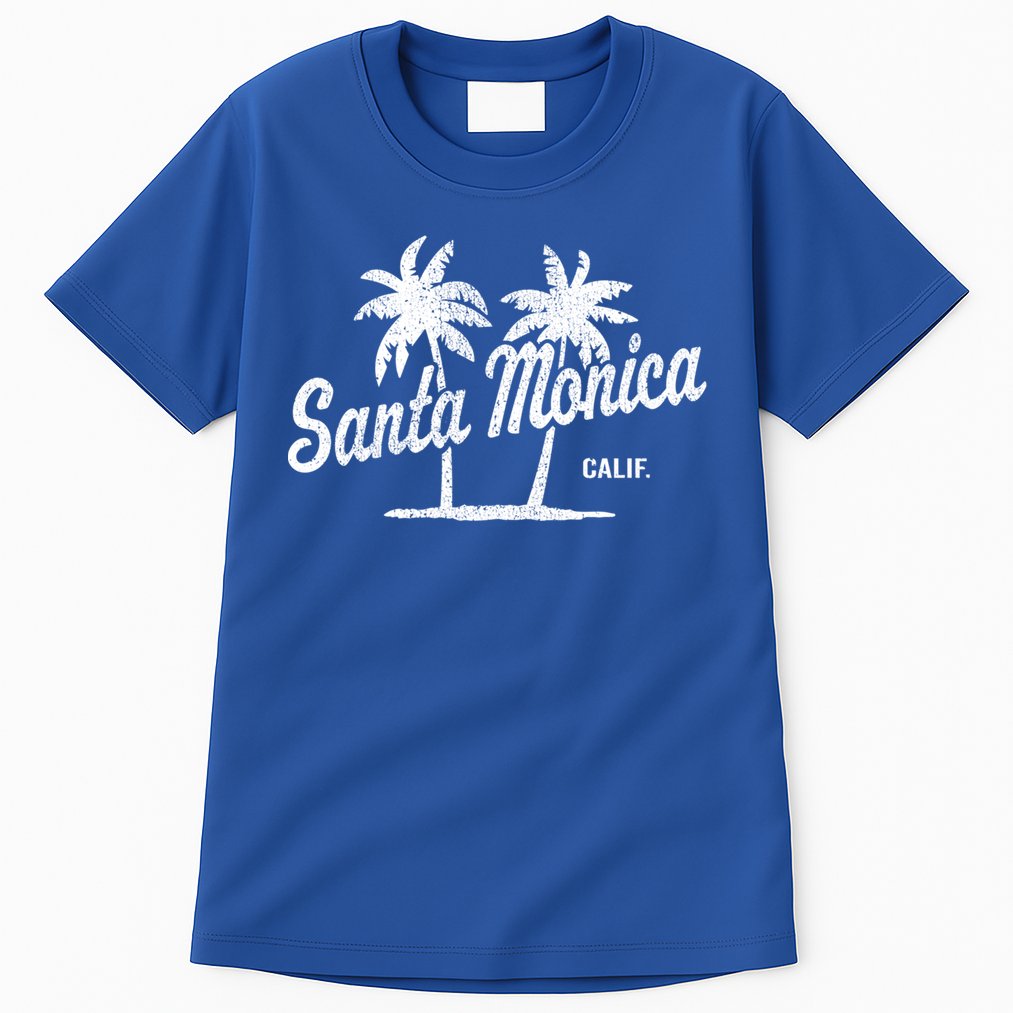 Santa Monica California Vintage 70S Palm Trees Graphic Gift Tall T-Shirt