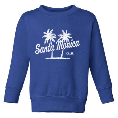 Santa Monica California Vintage 70S Palm Trees Graphic Gift Toddler Sweatshirt