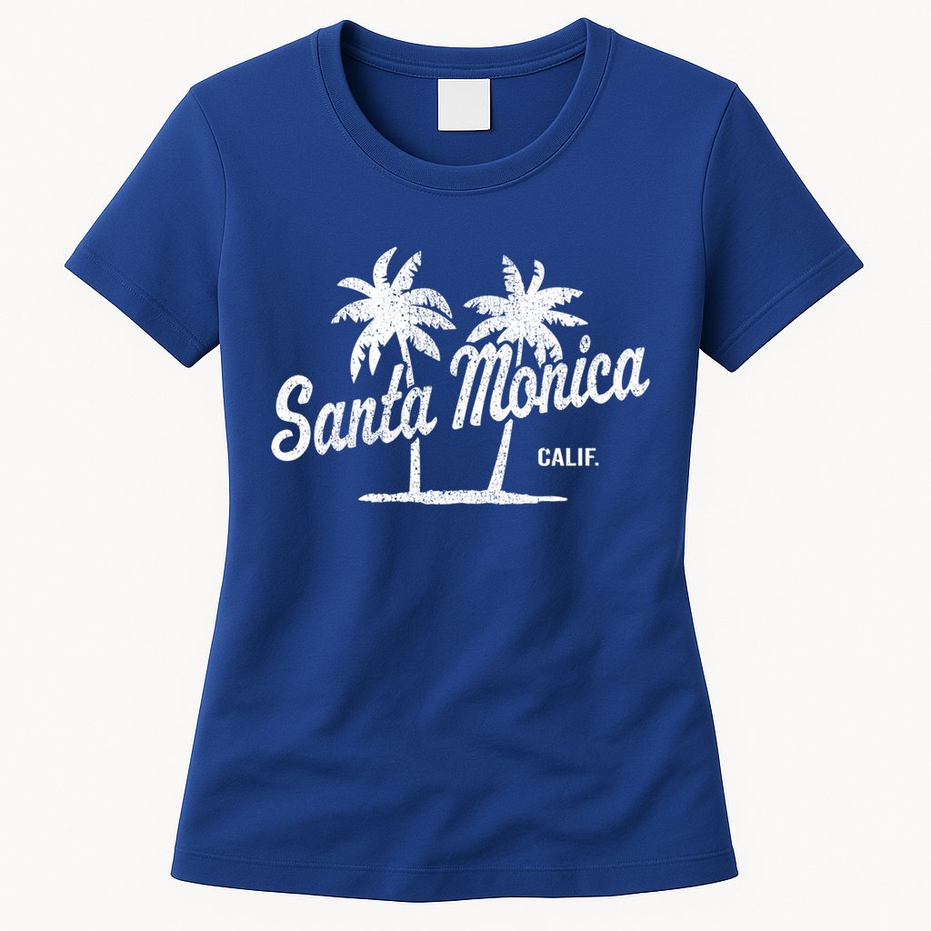 Santa Monica California Vintage 70S Palm Trees Graphic Gift Womens T-Shirt