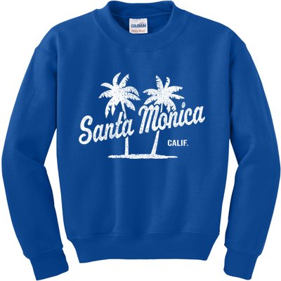 Santa Monica California Vintage 70S Palm Trees Graphic Gift Kids Sweatshirt