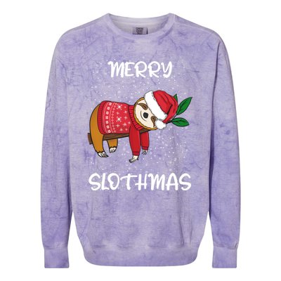 Sloth Merry Christmas Santa Sloth Merry Slothmas Cool Gift Colorblast Crewneck Sweatshirt