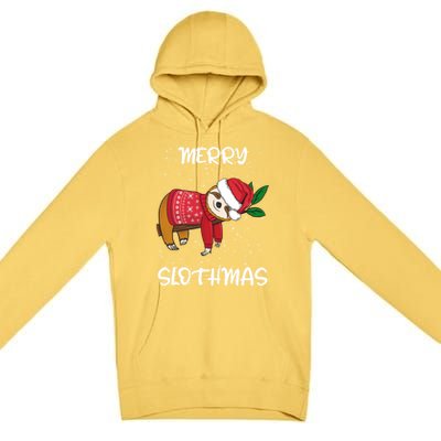 Sloth Merry Christmas Santa Sloth Merry Slothmas Cool Gift Premium Pullover Hoodie